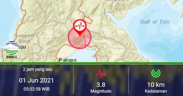 Gempa Bumi 3,8 Magnitudo Terjadi di Mangkutana Luwu Timur