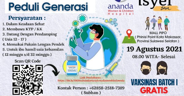 RSIA Ananda dan ISYEF Sulsel Gelar 1.000 Vaksinasi, Bisa untuk Ibu Hamil