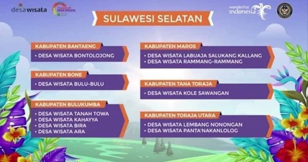 24 Desa Wisata di Sulsel Masuk 300 Besar ADWI 2021 Kemenparekraf