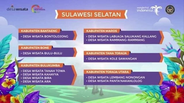 24 Desa Wisata di Sulsel Masuk 300 Besar ADWI 2021 Kemenparekraf