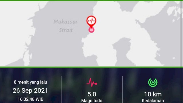 Gempa Bumi 5.0 Magnitudo Guncang Mamuju Tengah