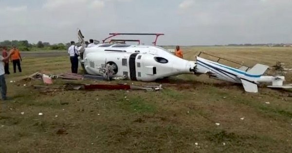 Helikopter BBKFP Kemenhub Kecelakaan di Bandara Budiarto Tengerang