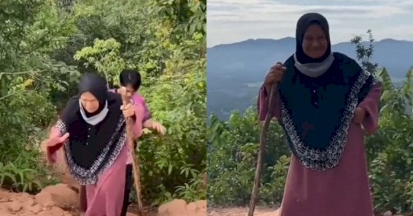 Viral Nenek 74 Tahun Pakai Gamis Kuat Mendaki Gunung