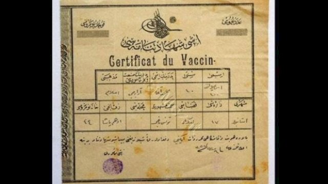 Sertifikat vaksin Kekaisaran Utsmaniyah 1908. (Foto: slobodenpecat)