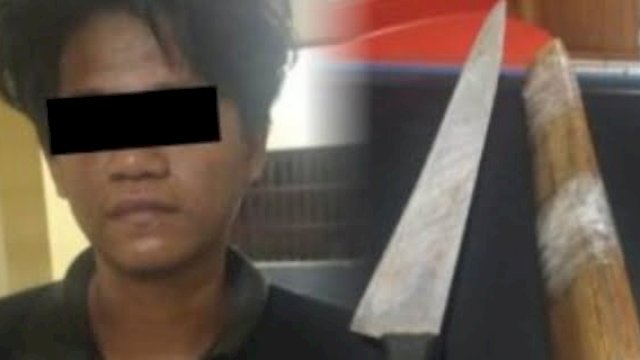 Pemuda berinisial AM (22) yang melakukan tindak penganiayaan terhadap tiga orang buruh harian di Makassar. (Foto: Polrestabes Makassar).