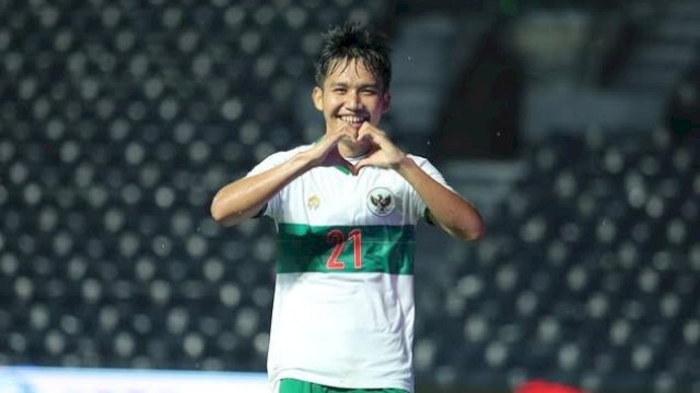 Selebrasi Witan Sulaiman saat mencetak gol kala memperkuat Timnas Indonesia beberapa waktu lalu. (Foto: Instagram Witan Sulaiman)