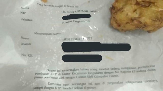 Viral Dokumen Penting Eks Menteri Susi Jadi Bungkus Gorengan