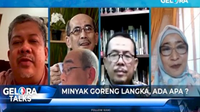 Diskusi bertema 'Minyak Goreng Langka, Ada Apa?' yang disiarkan langsung di kanal YouTube Gelora TV dan Transvision Satellite Channel SERU: 333.