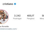 Cristiano Ronaldo Jadi Manusia Pertama dengan Pengikut Instagram 400 Juta