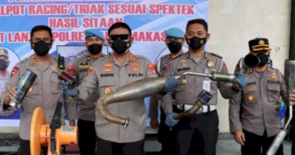 350 Knalpot Bising Dimusnahkan Polrestabes Makassar