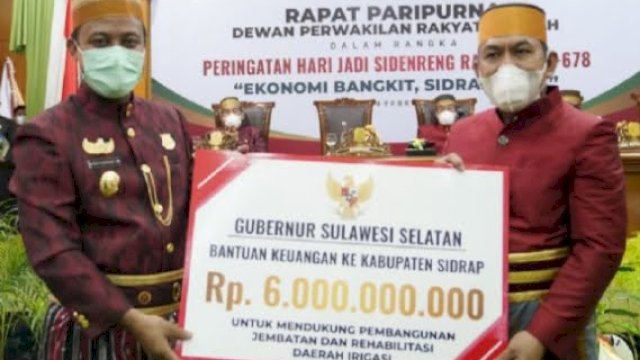 Pemerintah Provinsi (Pemprov) Sulsel telah mengeluarkan anggaran sebesar Rp234 miliar untuk Kabupaten Sidrap selama periode 2019 hingga tahun 2022.