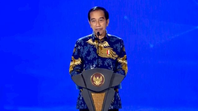 Presiden Jokowi memberi sambutan saat peresmian Kantor DPP Partai NasDem, di Menteng, Jakarta Pusat, pada Selasa (22/2/2022). (Tangkapan layar YouTube Sekretariat Kabinet RI) 