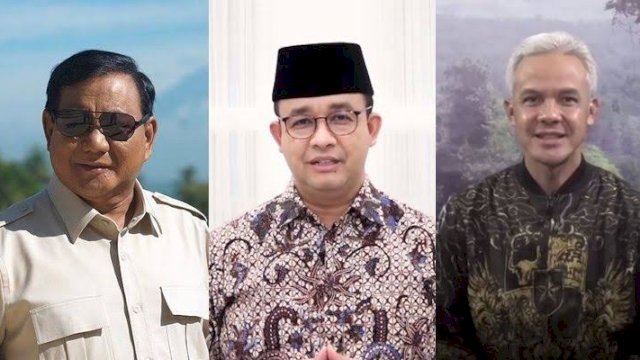 Kolase foto Prabowo Subianto, Anies Baswedan, Ganjar Pranowo. (Sumber: Instagram) 