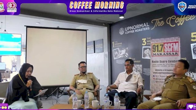 Coffee morning Diskominfo Makassar menghadirkan Kadis Perdagangan Makassar Arlin Ariesta, Selasa (29/3/2022). (Foto: tangkapan layar Youtibe Diskominfo)