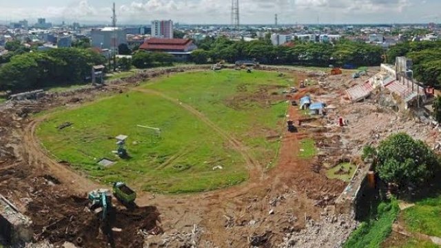 Penampakan Stadion Mattoanging usai dilakukan pembongkaran. (foto/IG: @ssc_makassar)