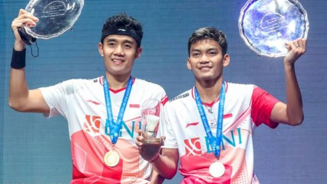 Bagas/Fikri sukses menjadi juara ganda putra di ajang All England 2022. Padahal ini merupakan keikutsertaan pertamanya. (Badminton Photo) 