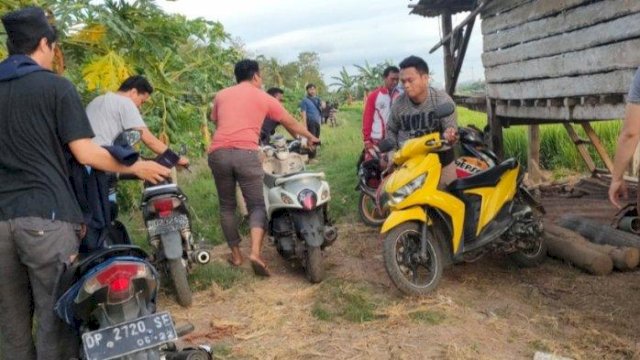 Polisi mengamankan lima motor pelaku judi sabung di Dusun Sengae Selatan, Desa Mattiro Ade, Kecamatan Patampanua, Kabupaten Pinrang, Kamis (3/3/2022). (Istimewa) 