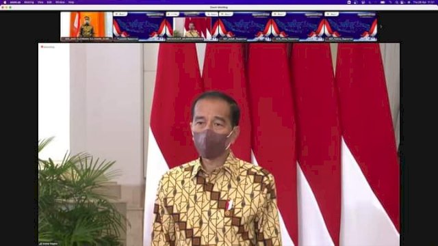 Tangkapan layar Presiden RI Joko Widodo (Jokowi) saat Peresmian Pembukaan Musyawarah Perencanaan Pembangunan Nasional (Musrenbangnas) Tahun 2022 yang digelar secara hybrid, di Istana Negara Jakarta, Kamis (28/04/2022).