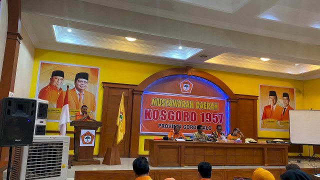 Anggota DPRD Provinsi Gorontalo dari Fraksi Partai Golkar, Oktohari Dalango terpilih menjadi Ketua PDK Kosgoro 1957 Provinsi Gorontalo dalam Musda, pada Jumat (1/4/2022). (Foto: ABATANEWS/Rama) 