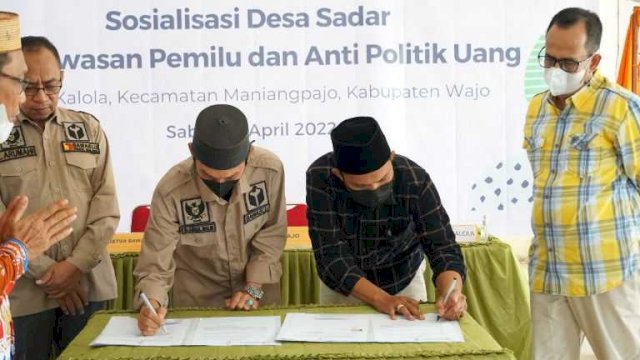 Bawaslu Sulsel kampanyekan anti politik uang di Kabupaten Wajo, Sulsel, Minggu (17/4/2022). (Ist)