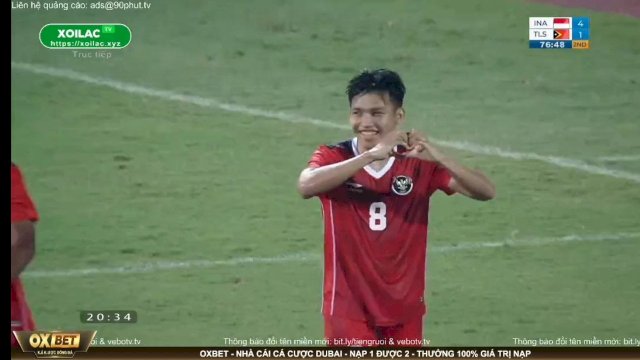 Witan Sulaeman melakukan selebrasi usai mencetak gol ke gawang Timor Leste pada laga kedua SEA Games 2022, yang berlangsung di Vietnam, pada Selasa (10/5/2022) malam. (Tangkapan layar YouTube) 