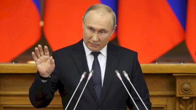 Presiden Rusia Vladimir Putin saat berpidato di depan parlemen Rusia. (Foto: Getty Image)