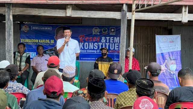 Anggota DPRD Provinsi Sulsel Syamsuddin Karlos menggelar reses di dua desa Jeneponto. (Foto: Abatanews/Azwar)