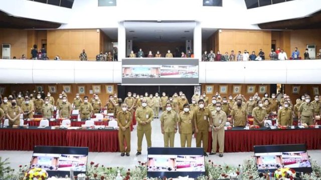 Penjabat Gubernur Gorontalo Hamka Hendra Noer menghadiri Rapat Koordinasi (Rakor) Penjabat Kepala Daerah di Gedung Sasana Bhakti Praja Kantor Pusat Kementerian Dalam Negeri, Kamis (16/6/2022).