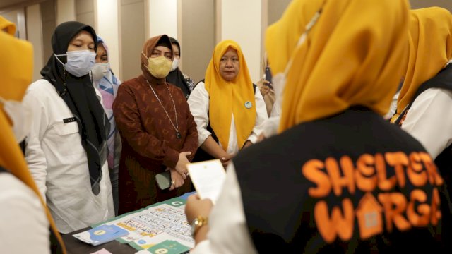 Ketua Tim Penggerak PKK Kota Makassar, Indira Jusuf Ismail, saat menjadi narasumber dalam Focus Group Discussion (FGD), Rabu (22/6/2022). (foto: Pemkot Makassar)