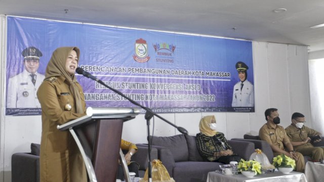 Wakil Wali Kota Makassar, Fatmawati Rusdi, dalam acara Pemkot Makassar yang menggelar Rembung Stunting konvergensi aksi 3, dalam penanganan stunting di Makassar. (foto: Pemkot Makassar)