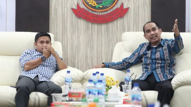 Ketua DPRD Makassar, Rudianto Lallo menerima kunjungan silaturahmi Komisioner KPU Makassar di Gedung DPRD Makassar, Jalan AP Pettarani, Jumat (3/6/2022).