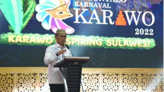 Gorontalo Karnaval Karawo 2022 resmi dibuka oleh Penjabat Gubernur Gorontalo Hamka Hendra Noer, di Gedung GPCC Kota Gorontalo, Senin (6/6/2022). (Foto: ABATANEWS/Wahyuddin) 