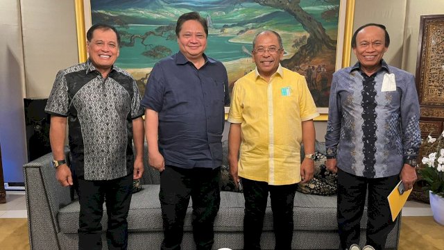 Ilham Arief Sirajuddin menemui Ketua Umum Partai Golkar, Airlangga Hartarto, di Kantor DPP Golkar, di Kompleks Menteri, Widya Chanda, Jakarta, Rabu (15/6/2022) malam. (Istimewa) 