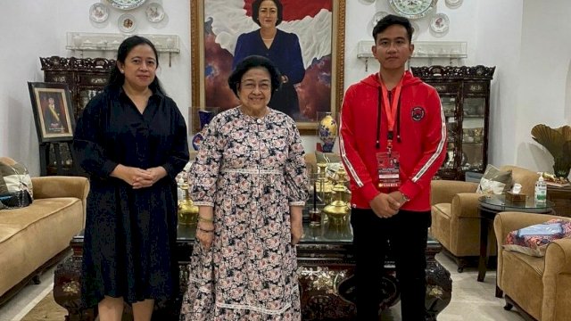 Wali Kota Solo Gibran Rakabuming menemui Ketum PDIP Megawati Soekarnoputri di kediaman Mega. Dalam silaturahmi itu, Gibran ditemani oleh Ketua DPR RI Puan Maharani. (Foto: Instagram @puanmaharaniri) 