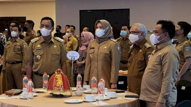 Rekonsiliasi stunting lingkup Pemerintah Provinsi Sulawesi Selatan yang di hadiri oleh para wakil wali kota/bupati se-Sulsel di hotel Swissbell Makassar, Jalan Ujungpandang, pada Selasa (21/6/2022). (Foto: ABATANEWS/Imam) 