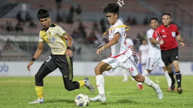 Pencetak gol pertama PSM Makassar, Rizky Eka Pratama saat melawan Tampines Rovers di match kedua Grup H Zona Asean, Piala AFC Cup di Kuala Lumpur Stadium, Malaysia, Senin (27/6/2022). (foto: Official PSM Makassar)