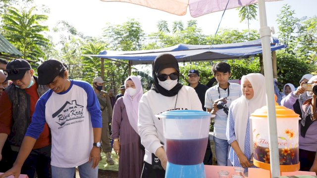 Wakil Wali Kota Makassar, Fatmawati Rusdi mengunjungi langsung Lorong wisata yang bernama Lorong Edu Park di Kelurahan Biring Romang, Kecamatan Manggala, Sabtu (23/7/2022).