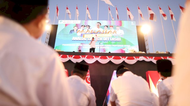 Wali Kota Makassar Moh Ramdhan Pomanto saat sosialisasi Analog Switch Off (ASO) di Anjungan City Of Makassar, Selasa (23/8/2022).