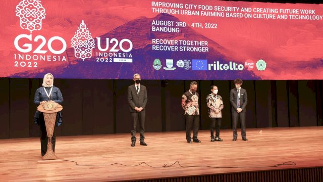 Wakil Wali Kota Makassar, Fatmawati Rusdi dalam Konferensi International Improving City Food Security and Creating Future Work Through Urban Farming Based on Culture and Technology di Bandung, Jawa Barat, Rabu (3/8/2022). (Foto: Dok Pemkot Makassar) 