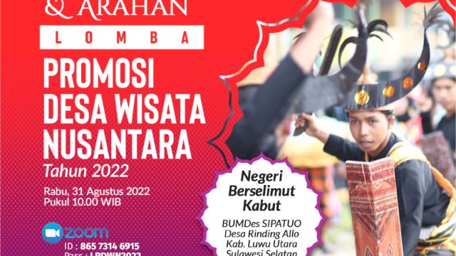 Kementerian Desa, Pembangunan Daerah Tertinggal dan Transmigrasi (Kementerian Desa PDTT) melaksanakan Lomba Promosi Desa Wisata Nusantara tahap pertama (I) dan Desa Rinding Allo Kecamatan Rongkong Luwu Utara untuk sementara mendapat dukungan tertinggi kedua.