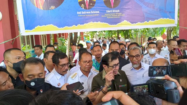 Menteri Hukum dan HAM, Yasonna Laoly saat di Makassar. 