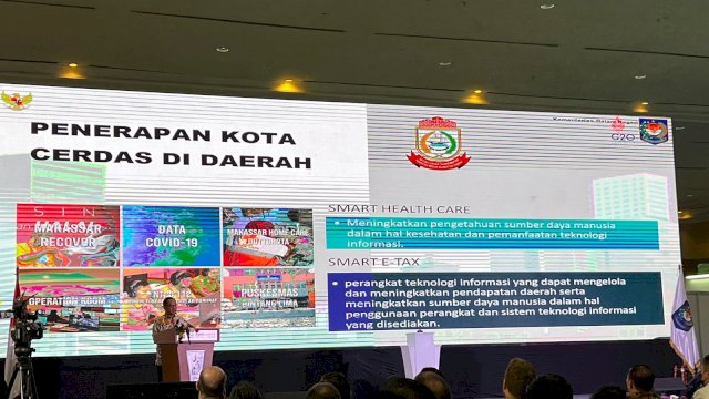 Menteri Dalam Negeri (Mendagri) Tito Karnavian pada saat pembukaan International Indonesia Smart City Expo 2022, di Jakarta Convention Center, Rabu (5/10/2022).