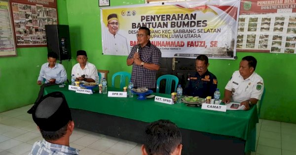 Anggota DPR RI Fauzi Serahkan Bantuan Bumdes di Desa Dandang Luwu Utara