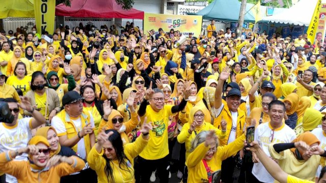 Partai Golkar Sulsel sukses menggelar jalan santai serentak di 24 kabupaten dan kota dalam rangkaian HUT ke- 58, pada Ahad (16/10/2022).