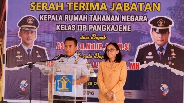 Hakim Sanjaya resmi memimpin Rumah Tahanan Negara Kelas IIB Pangkanene Kepulauan (Pangkep), Jumat (28/10/2022).