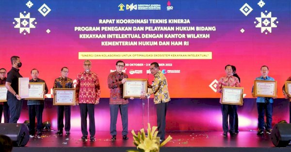 Kemenkumham Sulsel Raih Tiga Penghargaan Kekayaan Intelektual