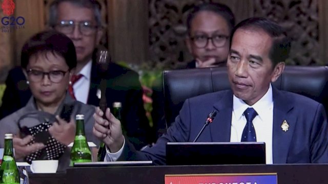 Presiden RI Joko Widodo (Jokowi) secara resmi membuka Konferensi Tingkat Tinggi (KTT) G20, di The Apurva Kempinski Bali, Kabupaten Badung, Bali, Selasa (15/11/2022).