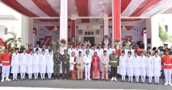 Berlangsung Sukses, Penjagub Gorontalo Beri Selamat kepada Paskibraka HUT RI k-77