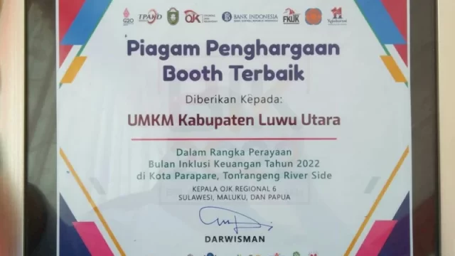 UMKM Luwu Utara Raih Booth Terbaik pada Perayaan Bulan Inklusi Keuangan OJK