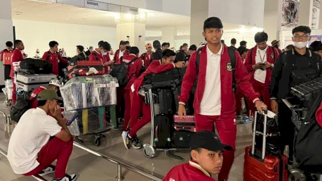 Rombongan Timnas Indonesia U-20 yang telah tiba di Tanah Air setelah mengikuti TC di Spanyol. (foto: PSSI)